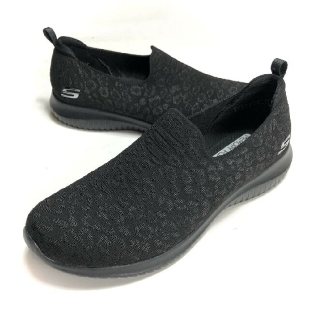 Sketchers Black Cheetah / Leopard Slip On Sneaker